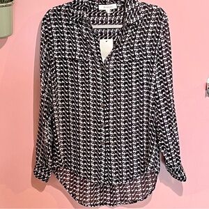 Sheer Elephants black and white blouse new w/out tags , Elephant blouse see thru